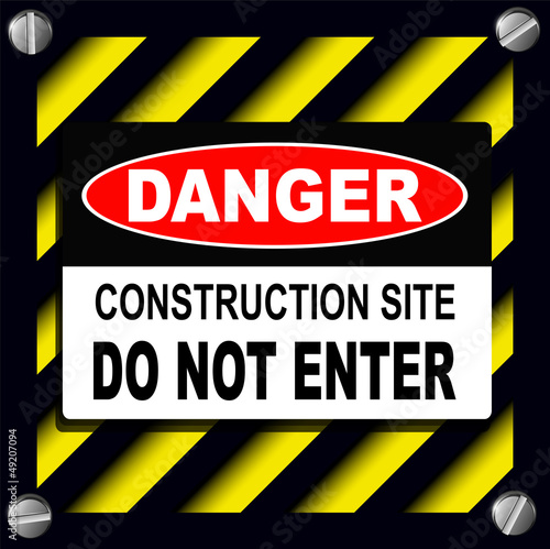 Vector: Danger sign over warning stripes background Danger sign over warning stripes background