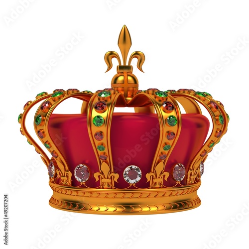 Illustration: Golden Royal Crown Isolated on White. Golden Royal Crown Isolated on White.