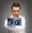 futuristic man with gadget