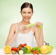 woman with fruits and vegetables