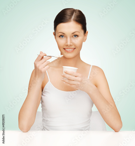 Photo: woman with yogurt woman with yogurt