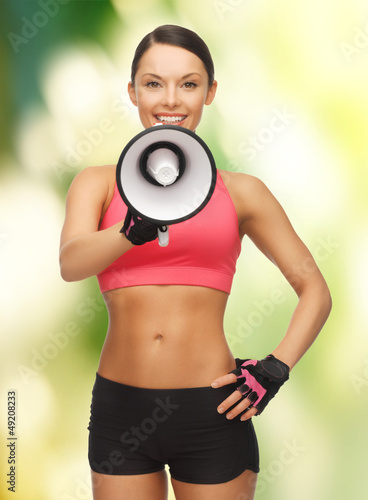 Photo: woman with megaphone woman with megaphone