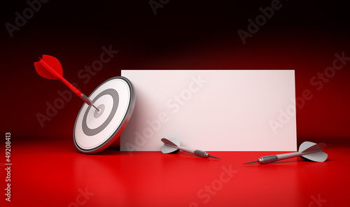 Illustration: target market and communication, red background target market and communication, red background