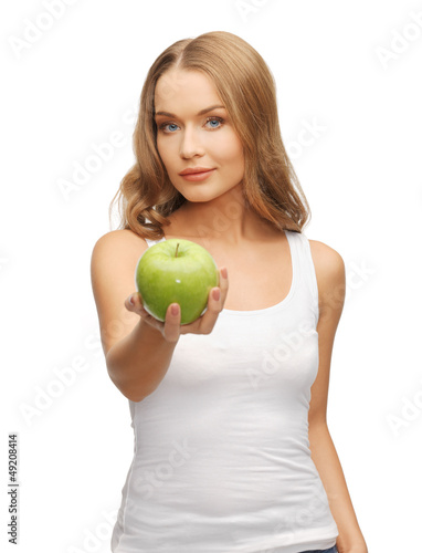 Photo: woman with green apple woman with green apple