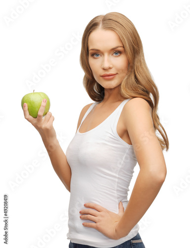 Photo: woman with green apple woman with green apple