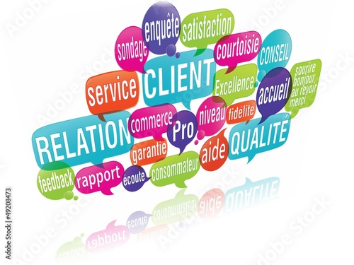 Illustration: nuage de mots bulles 3d : gestion relation client nuage de mots bulles 3d : gestion relation client