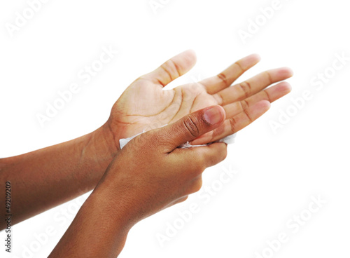 Photo: Hand Drying on Paper cloth Hand Drying on Paper cloth