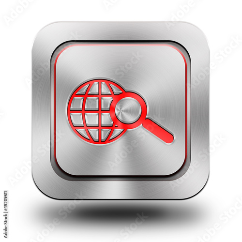 Illustration: Web search aluminum glossy icon, button Web search aluminum glossy icon, button