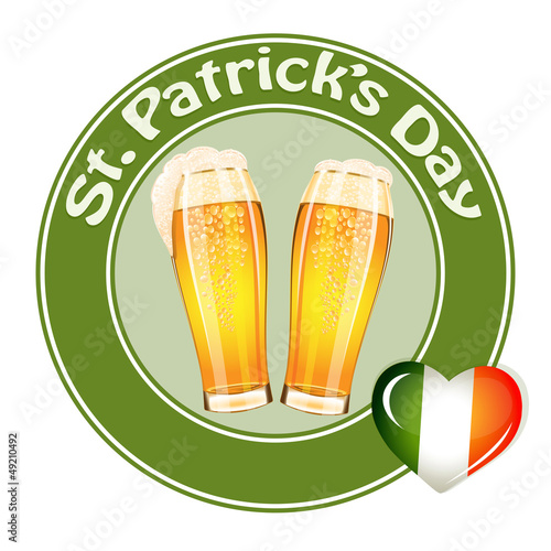 Vector: St.Patrick's Day banner with two beer glass St.Patrick's Day banner with two beer glass