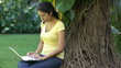 Video: Young Woman using a laptop Young Woman using a laptop