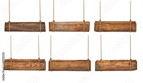 Photo: wooden sign background message rope hanging wooden sign background message rope hanging