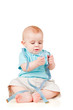 Little boy sitting with a measuring meter