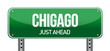 Road sign to Chicago