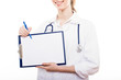 Filling out medical document