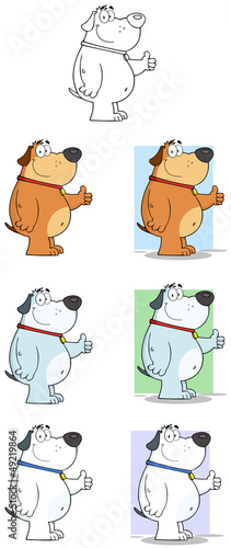 Vector: Dog Giving Thumbs up Cartoon Mascot Characters. Collection Dog Giving Thumbs up Cartoon Mascot Characters. Collection