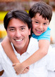 Happy father and son