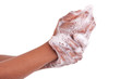 African American woman washing hands