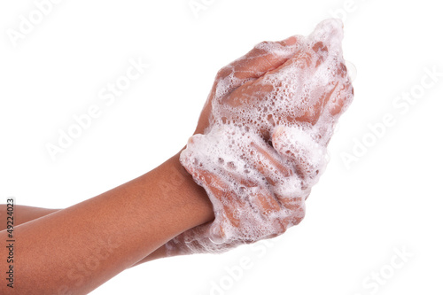 Photo: African American woman washing hands African American woman washing hands