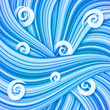 Blue hair waves abstract vector background with swirls