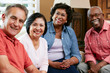 Photo: Portrait Of Senior Friends At Home Together Portrait Of Senior Friends At Home Together