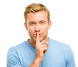 sexy man with finger on lips