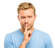 sexy man with finger on lips