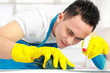 male doing cleaning