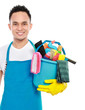 male with cleaning equipment