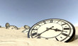 Antique Clocks In Desert Sand
