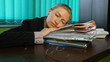 Video: Business woman tired at office, corporate Business woman tired at office, corporate