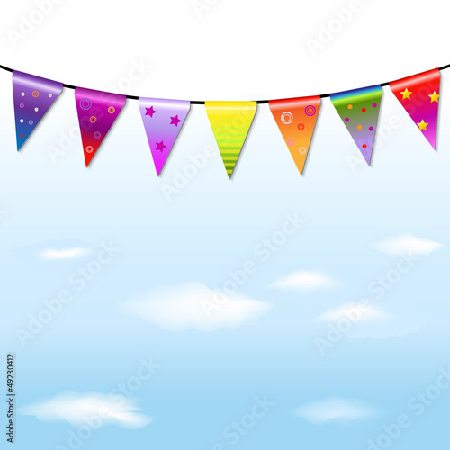 Vector: Rainbow Bunting Banner Garland With Sky Rainbow Bunting Banner Garland With Sky