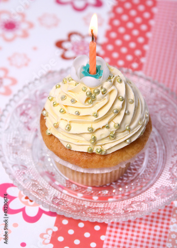 Photo: Birthday cupcake with candle Birthday cupcake with candle