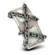 Dollars chained up