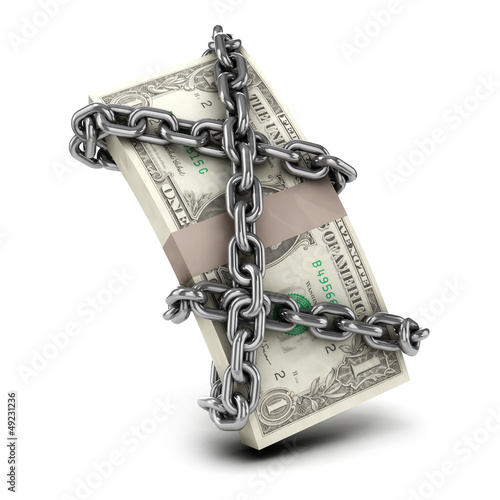 Illustration: Dollars chained up Dollars chained up