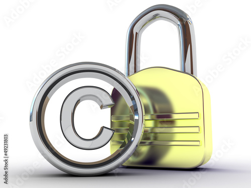 Illustration: copyright sign with padlock on a white background copyright sign with padlock on a white background