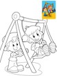 The page with exercises for kids - coloring book