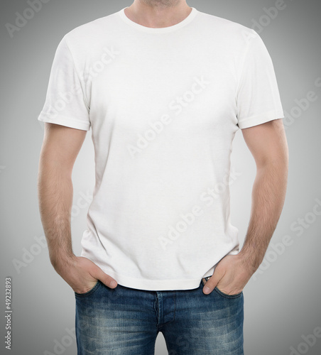 Photo: Man wearing blank t-shirt with copy space Man wearing blank t-shirt with copy space