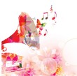Abstract music background with butterflies