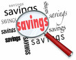 Searching for Savings Words Magnifying Glass Best Deal