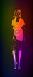 Hand-drawn fashion model from a neon. A light girl's