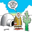 Eskimo is surprised to see cactus in yard