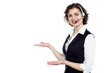 Photo: Gorgeous executive presenting copy space Gorgeous executive presenting copy space