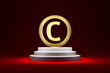 Copyright symbol on the podium