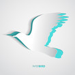 Greeting card with paper bird - vector