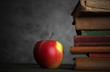 An apple in a library