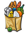 Vector: paper bag with food paper bag with food