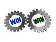 win win in silver grey gearwheels