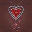 Illustration: Heart-clock with diamonds and chain on elegant background Heart-clock with diamonds and chain on elegant background