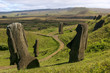 Several moai at Rano Raraku on Easter Island