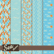 set of colorfull pattern on marine theme